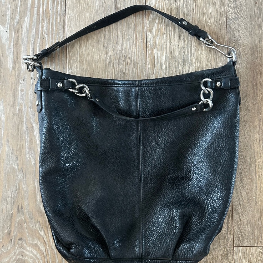 Coach Black Shoulder Bag with Slouchy Hobo Shape and Silver Hardware - Picture 1 of 4